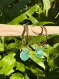 Blue Seaglass Hammered Hoops