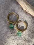 Blue Seaglass Hammered Hoops